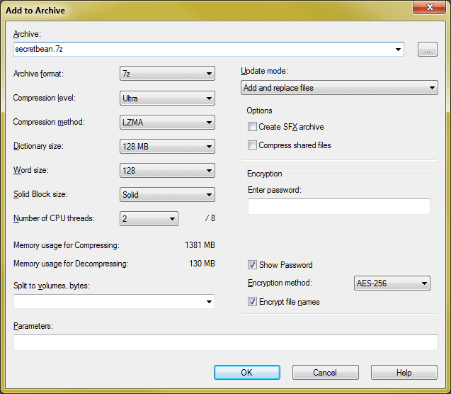 Map 7-Zip settings